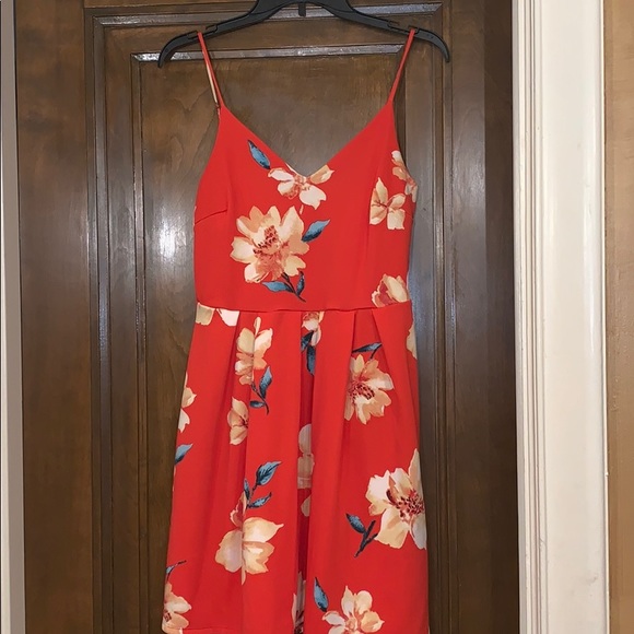 Orange Floral Dress - Picture 1 of 3